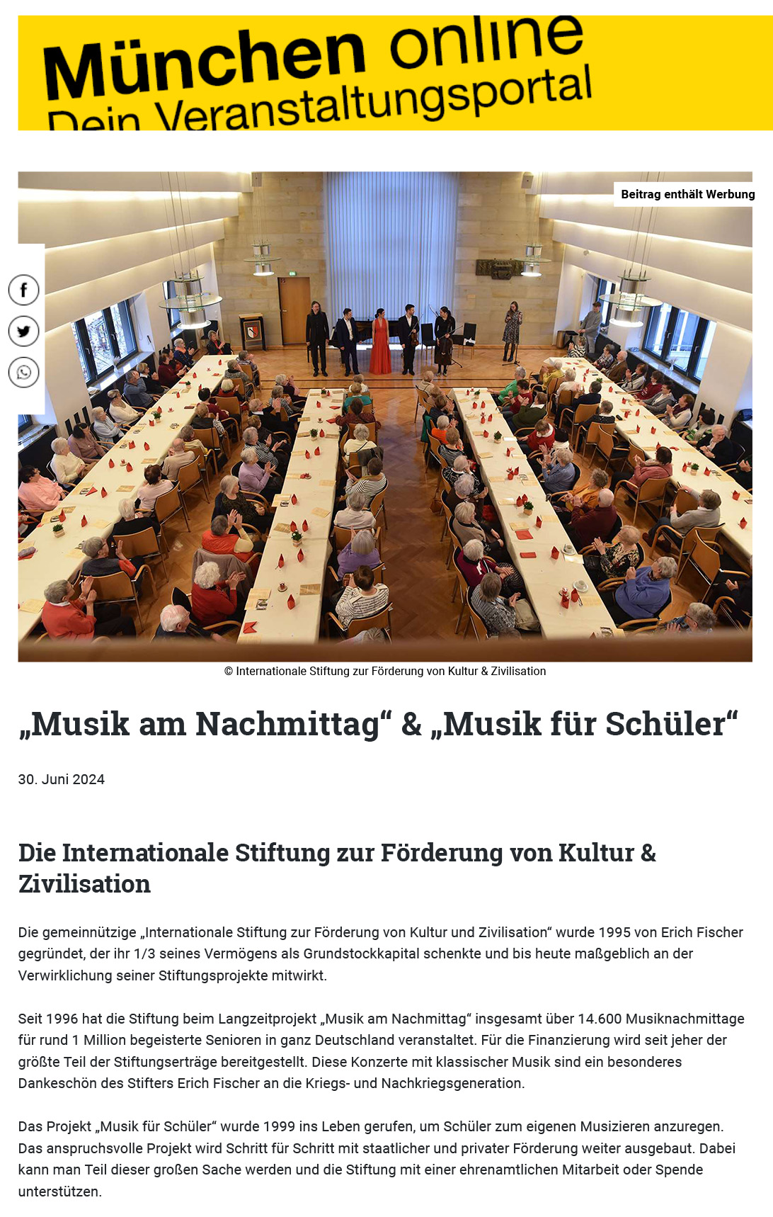 Musik am Nachmittag Muenchen online